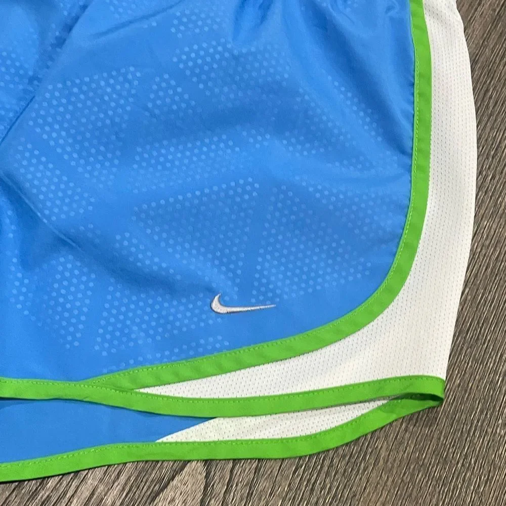 Nike Womens Blue White Lime Green Elastic Waist Dri-FIT Track Shorts Size XS